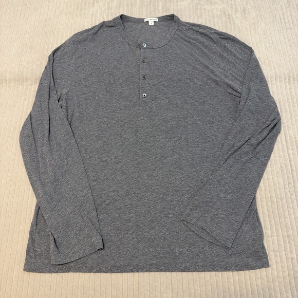 James Perse Other - James Perse Standard Henley Shirt Size 5 Mens XL Gray Striped Long Sleeve Japan